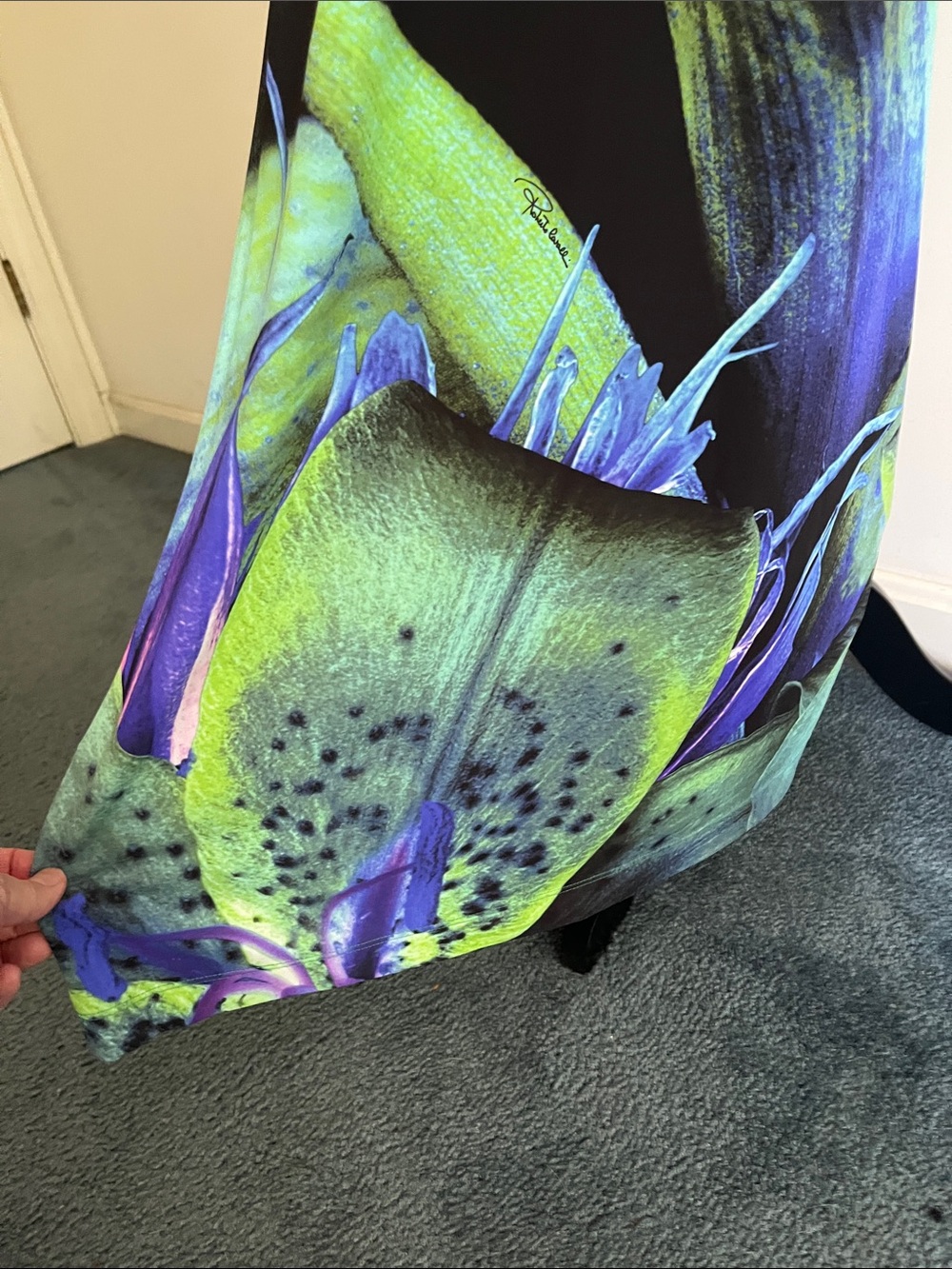 Roberto Cavalli Maxi Dress Tropical Floral Wrap Blue Green and White IT 46 Large - Picture 7 of 13